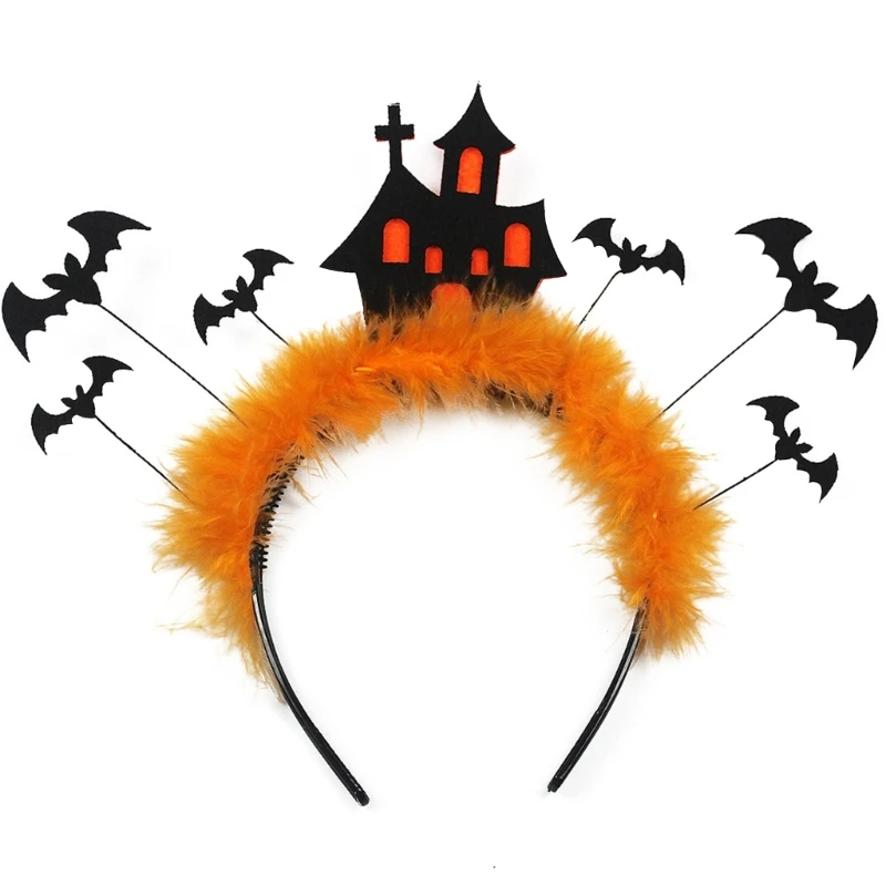 

Scary Halloween Bat Headband with Feathers Party Wear Gift for Boys Girls