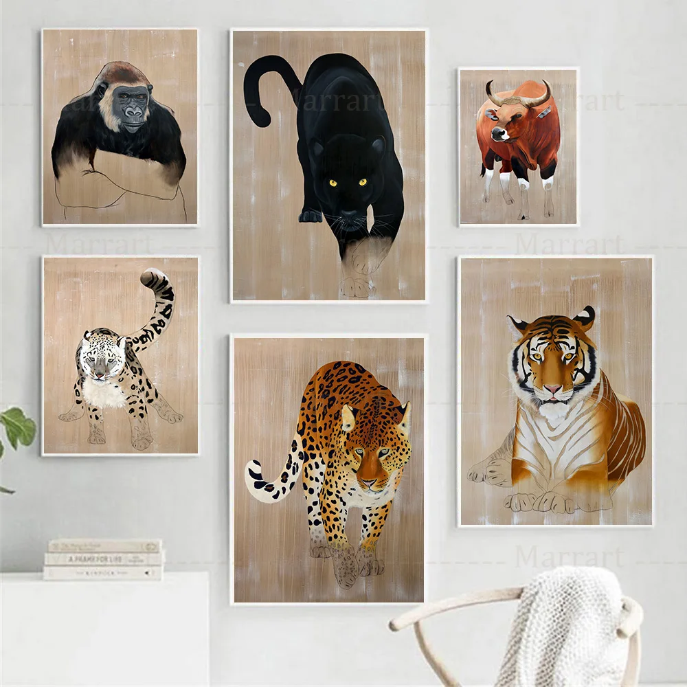 

Black Panther, Tiger, Gorilla Animal Art Print Wall Art Prints Fox, Lion, Panda Poster Modern pictures For Home Decor Unframed