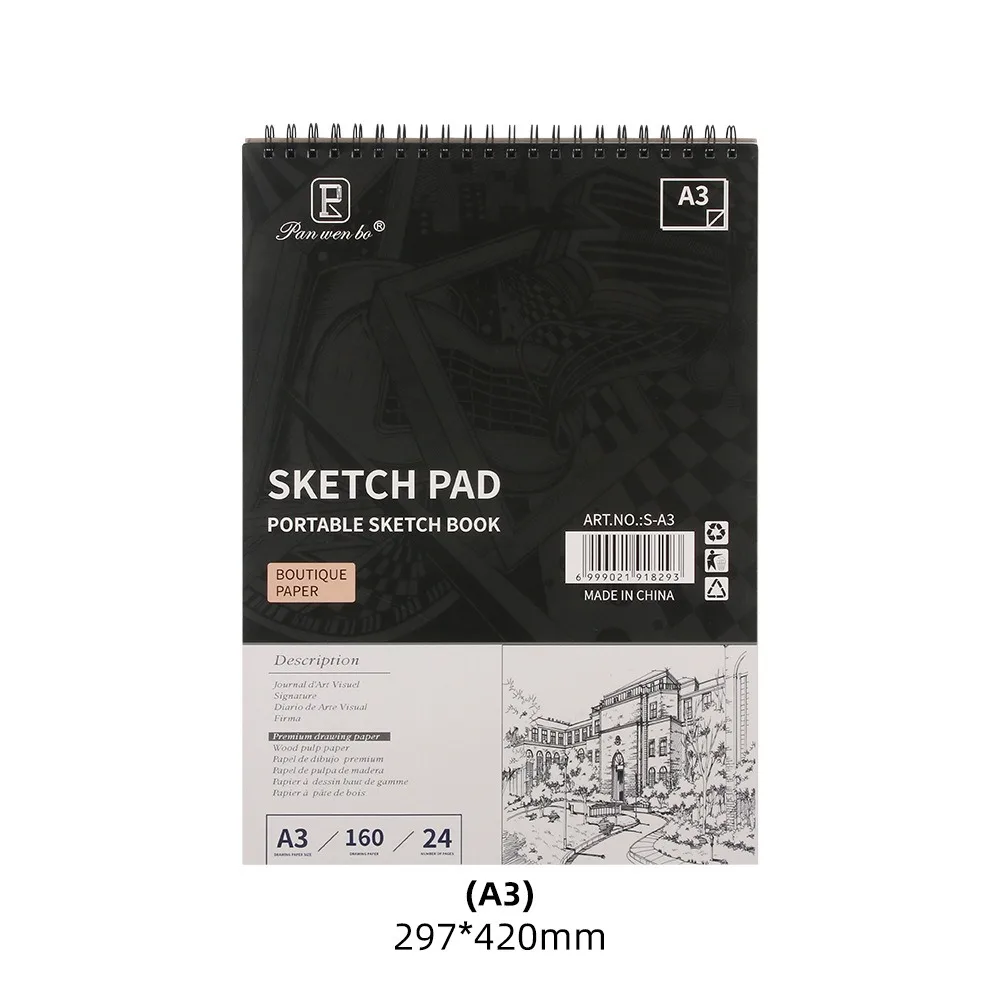 Eco-Friendly Spiral Bound Artist Sketch Pad - Thick Acid-Free Drawing Paper, 24 Sheets