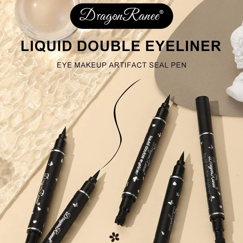 Eyeliner Pen Dragon Ranee Double-Headed Star Seal Waterproof Eyeliner Pen Non-Smudging Beginner-Friendly Heart & Plum Eye Tail Eyeliner Stamp