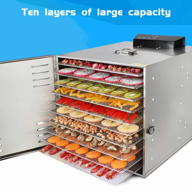 Food Dehydrator Machine 10 Stainless Steel Trays Fruit Dryer for
