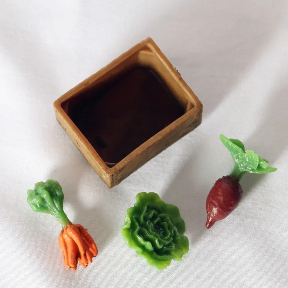 Miniature Dollhouse Vegetable Farm Set with Shovel and Rake Accessories