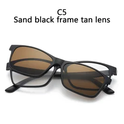 Polarized Unisex Magnetic Clip - On Sunglasses with TR90 Frames (A pair of glasses)