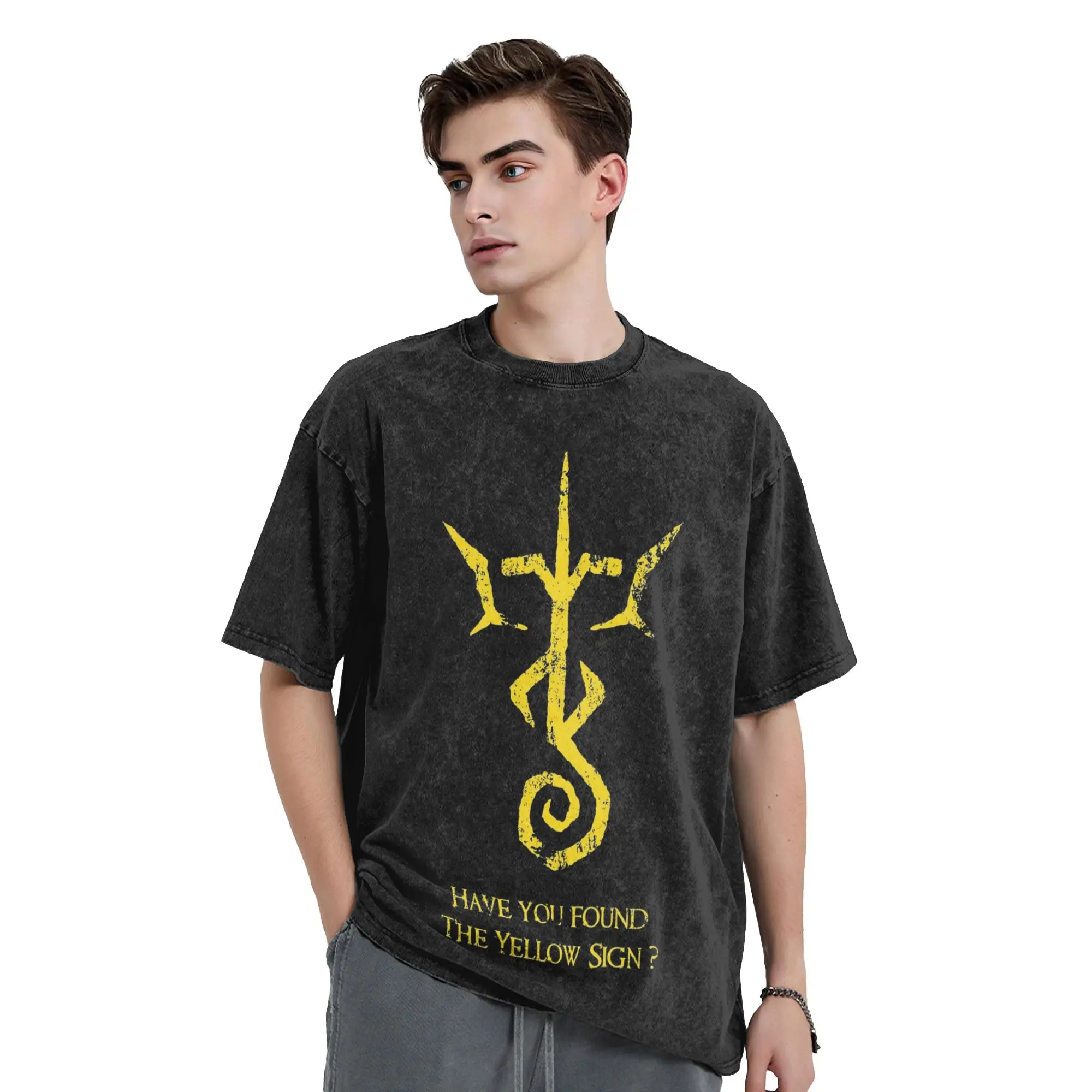 Yellow Washed Streetwear Cotton T-Shirt - Men's Summer Trending Tee, Custom DIY Oversized Top