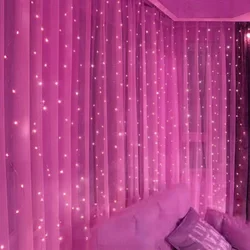 Luminous Curtain String Lights - Battery Operated Fairy Lights for Festive Home and Event Decor (Pink Light)