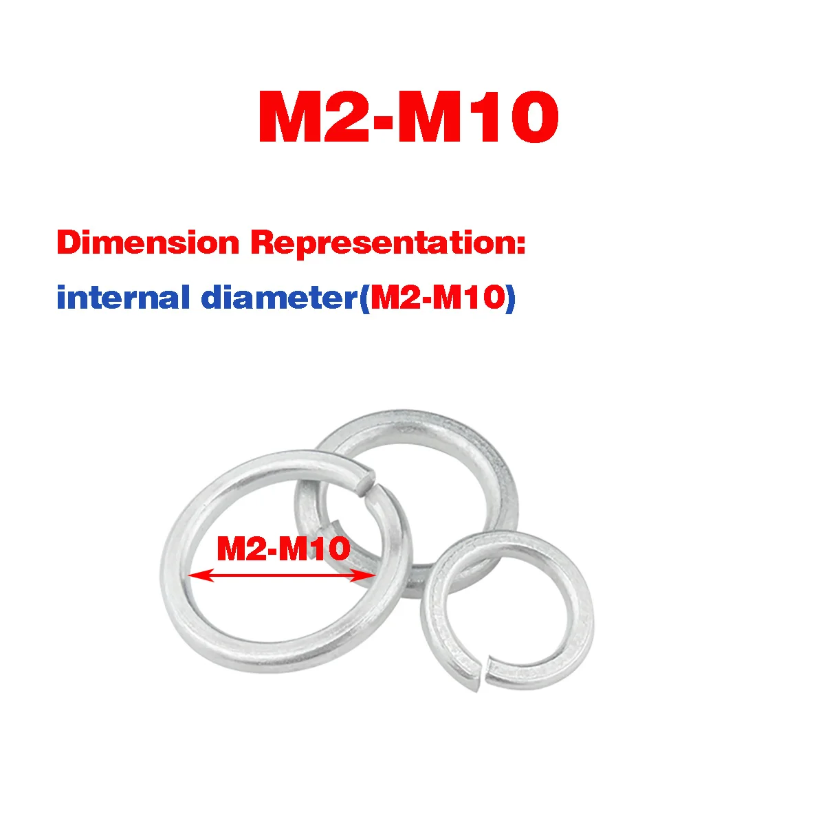 

White zinc plated thin washer, open spring elastic metal gasket M2-M10