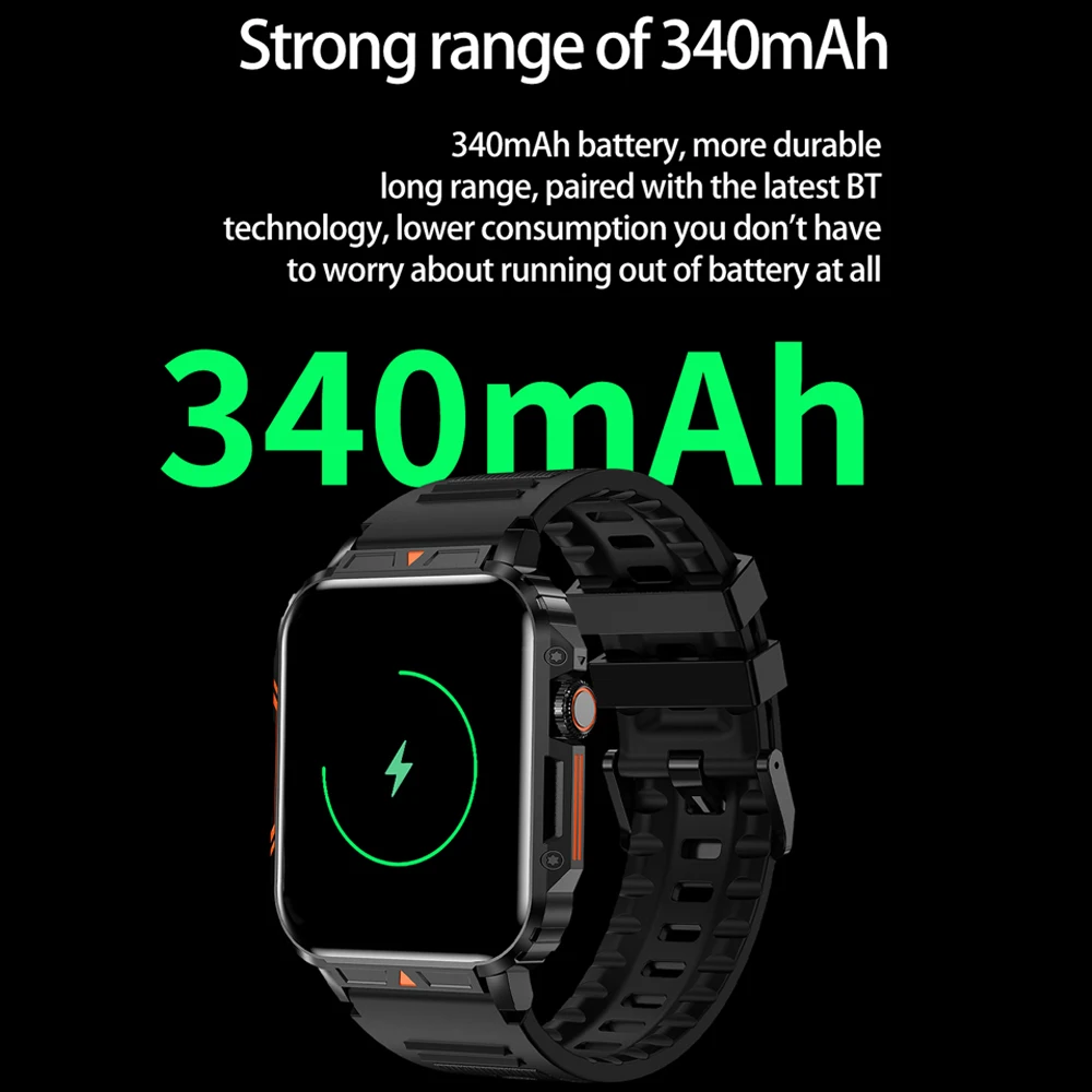 1.95 Outdoor Military Smart Watch Men Baluetooth Call Smartwatch For Android IOS IP68 Waterproof Sports Fitness Watches 2025 New
