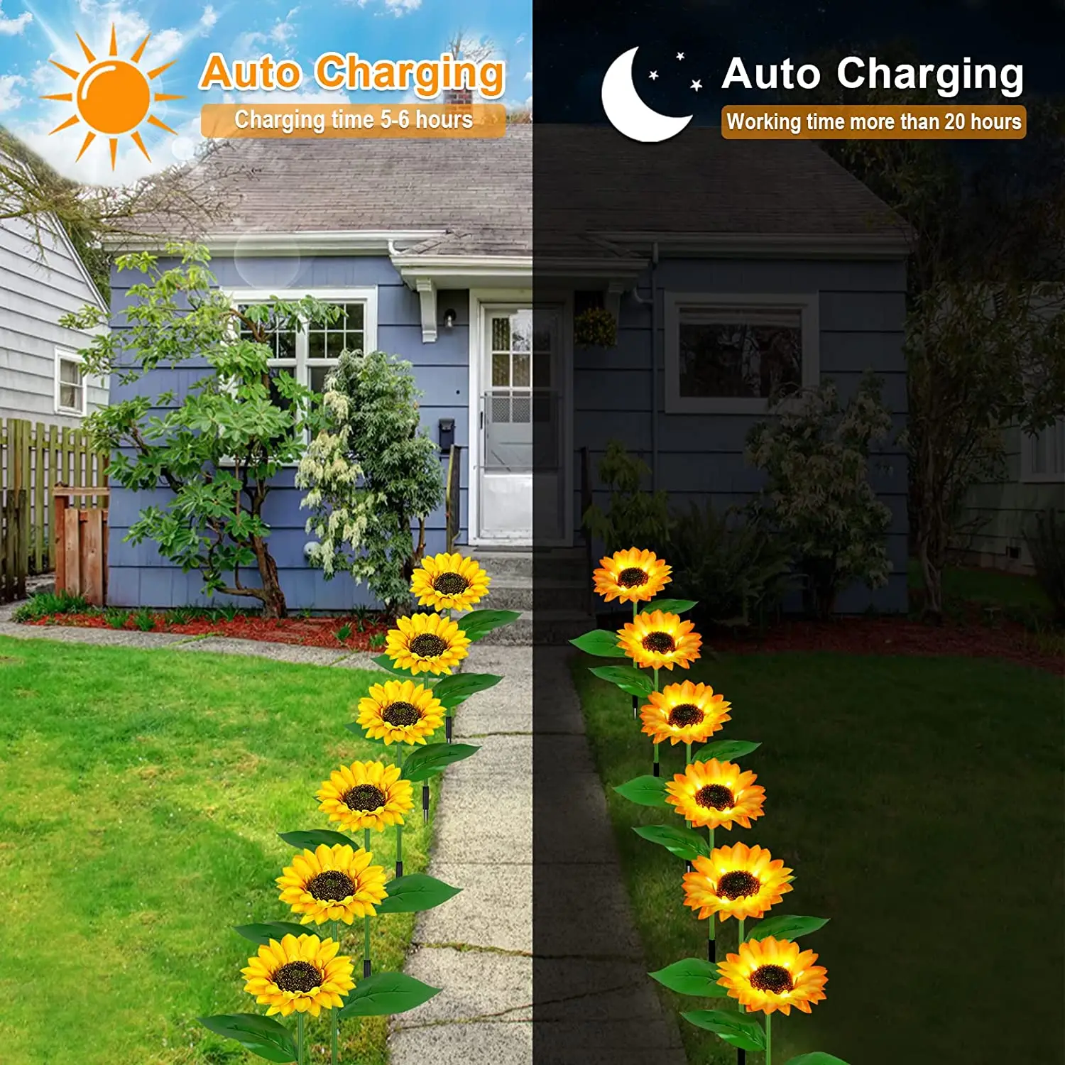 10 Pack Outdoor Solar Sunflower Lights Garden Decor Waterproof Decorative Garden Stakes Christmas Patio Yard Pathway Wedding