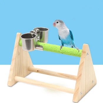 Wooden Parrot Playstands With Cups Bird Playground Perches Stand Toys For Cockatiel Bird Accessories.jpg