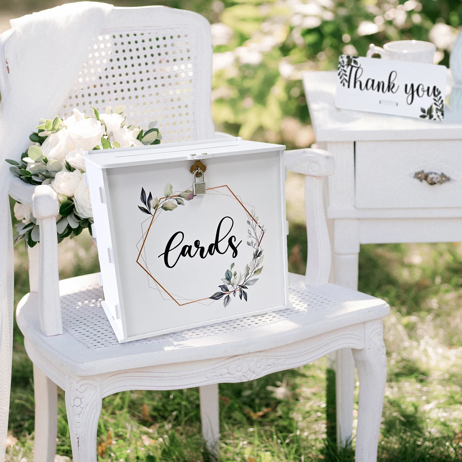 Wedding Card Box Lock PVC Gift Card Box Wedding Reception Eucalyptus DIY Envelope Money