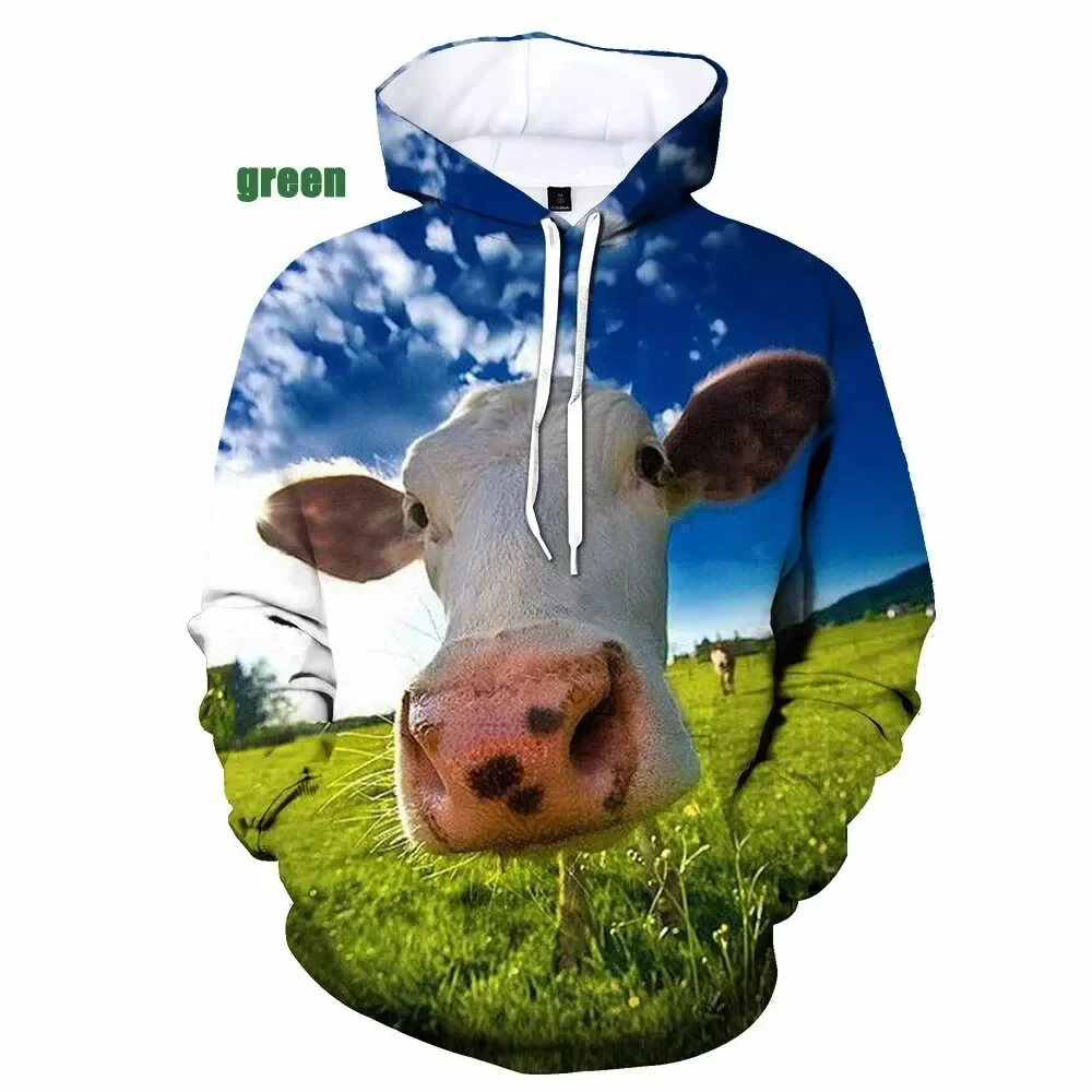 Sudadera con capucha de otoño para hombre, nueva sudadera con estampado 3D de vaca, sudadera con capucha informal de calle de vaca, sudadera de manga larga de tendencia de gran tamaño para hombre