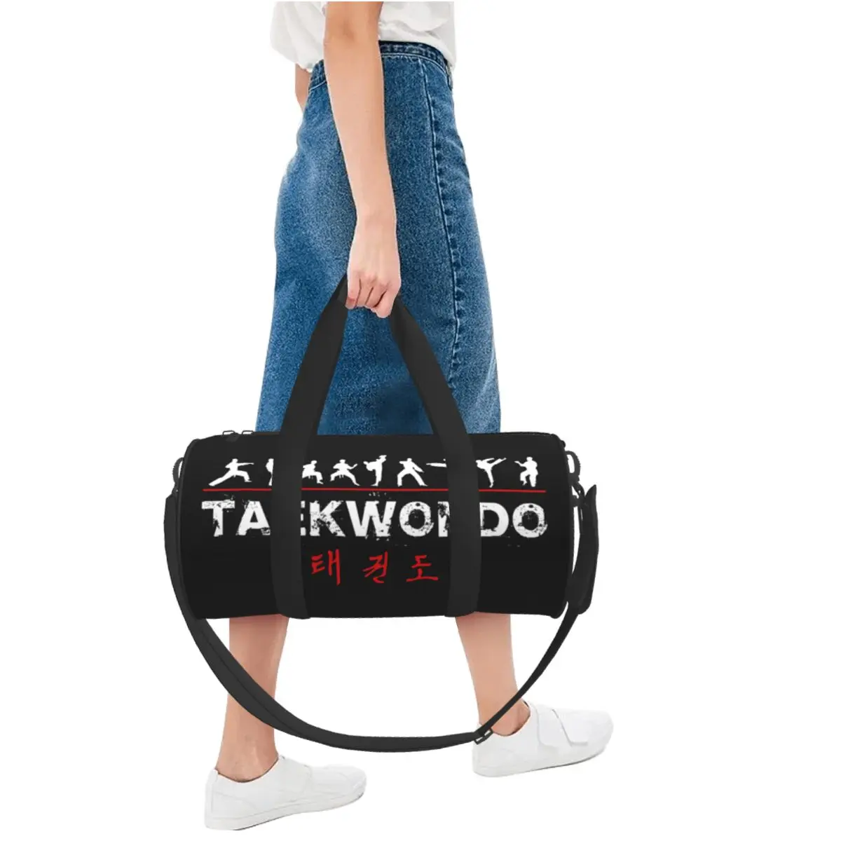Korean Taekwondo Sports Bags Fighters White Martial Arts Training Gym Bag with Shoes Novelty Handbags Couple Oxford Fitness Bag 5