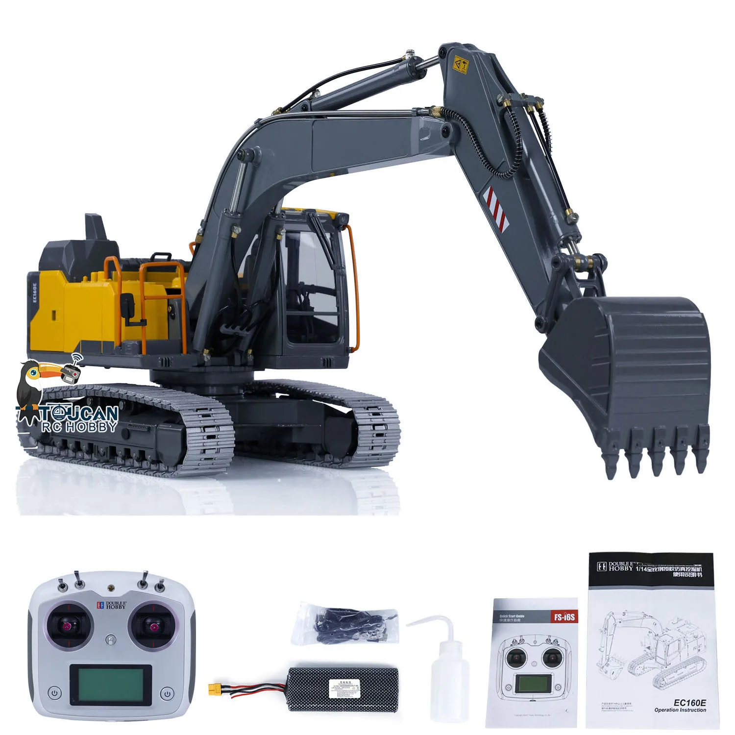 선물용 더블 E 1/14 유압식 RC 굴삭기 EC160E E111 합금 원격 제어 도색 완료 라이트 디거 소년 장난감 TH23138