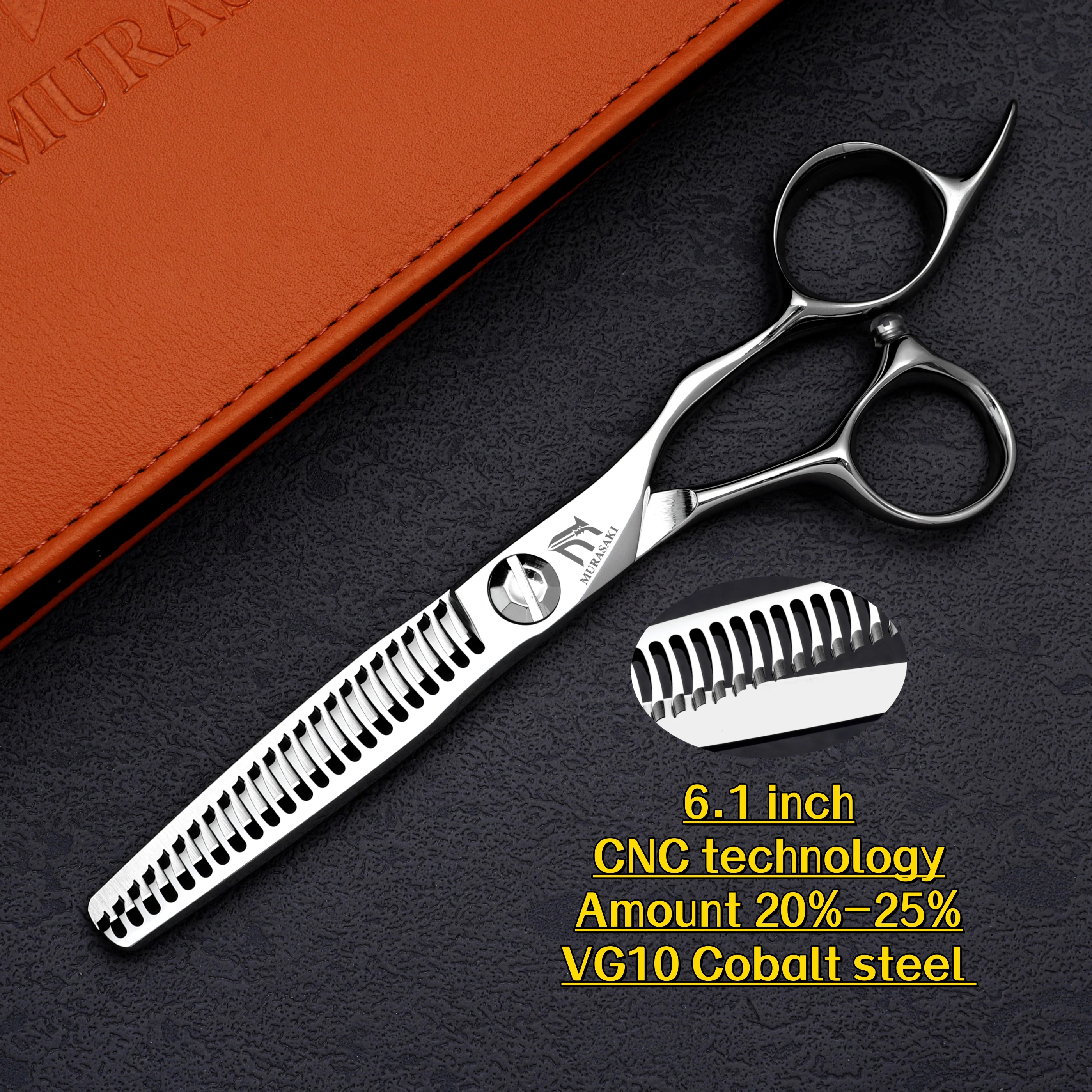 MURASAKI 6 inch Professional CNC Thinning Scissors,Made by Japanese VG10 Steel Barber Scissors,Top-level Hair Cutting Machine