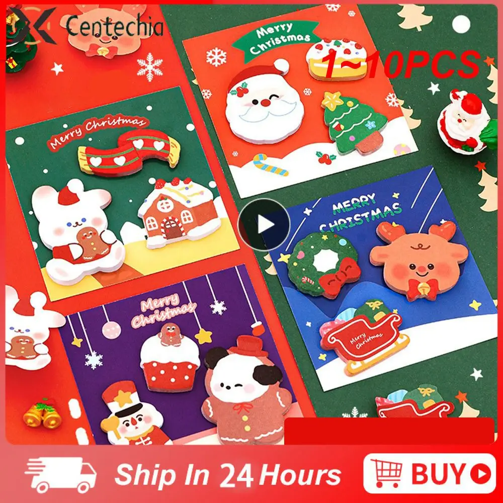 

1~10PCS Piece Lytwtw's Christmas Sticker Sticky Notes Cute Kawaii Cartoon Adhesive Notepad Memo Pad Office Supply School