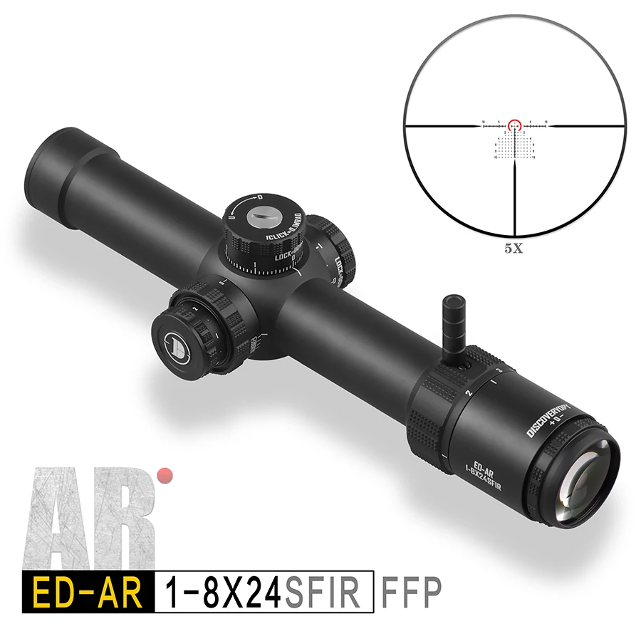 Discovery ED-AR 1-8X24SFIR Hunting Scopes 0.1MRAD Turret Locking Riflescope HD Glass Sights With Illumination