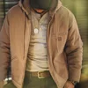 Maden Retro J141 Active Hooded Jacket Solid Color Sherpa Fleece Cotton-padded Coat with Velvet Warm  Canvas Outerwear for Men 1