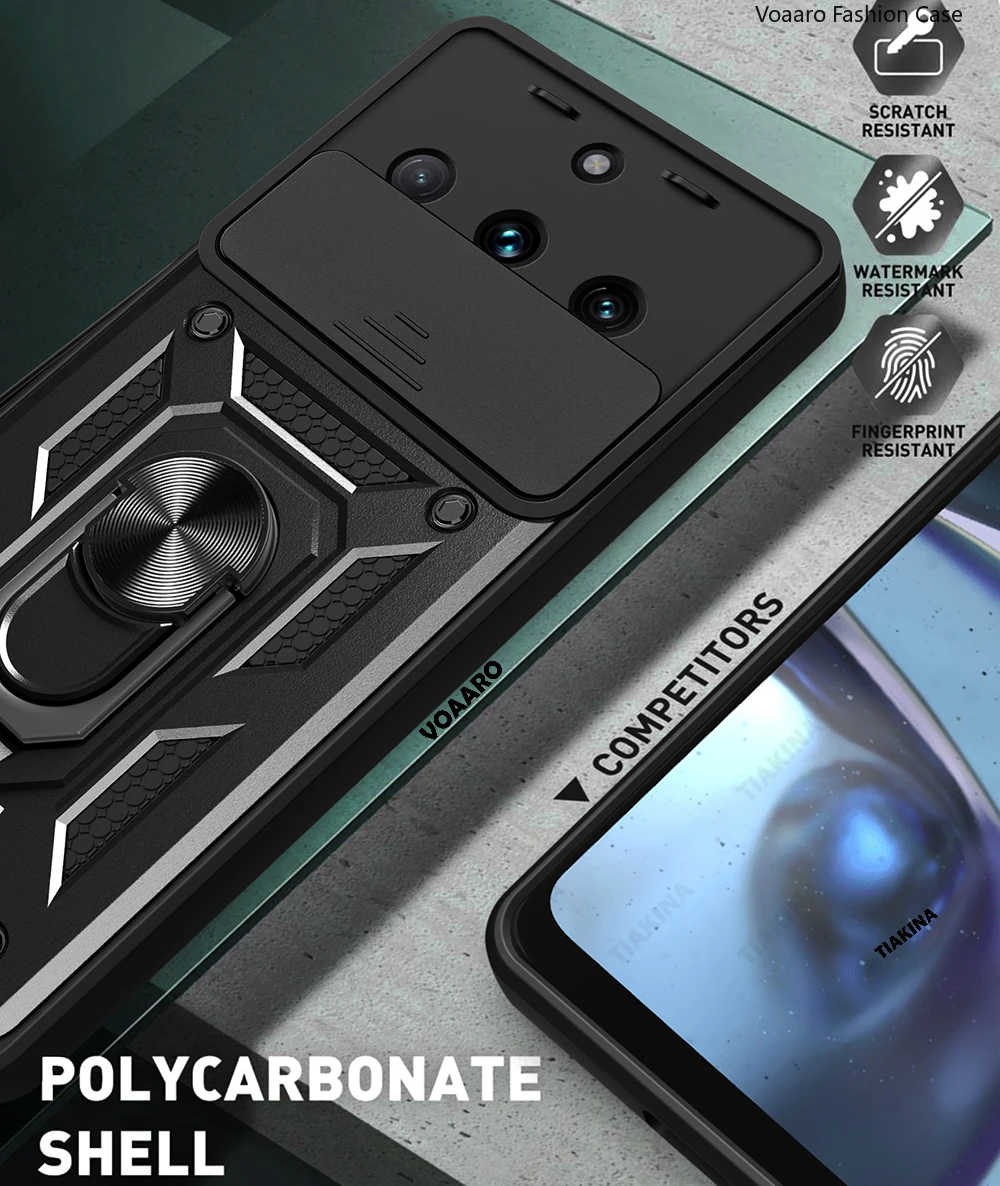 Slide Lens Armor Case with Magnet Ring Stand Holder