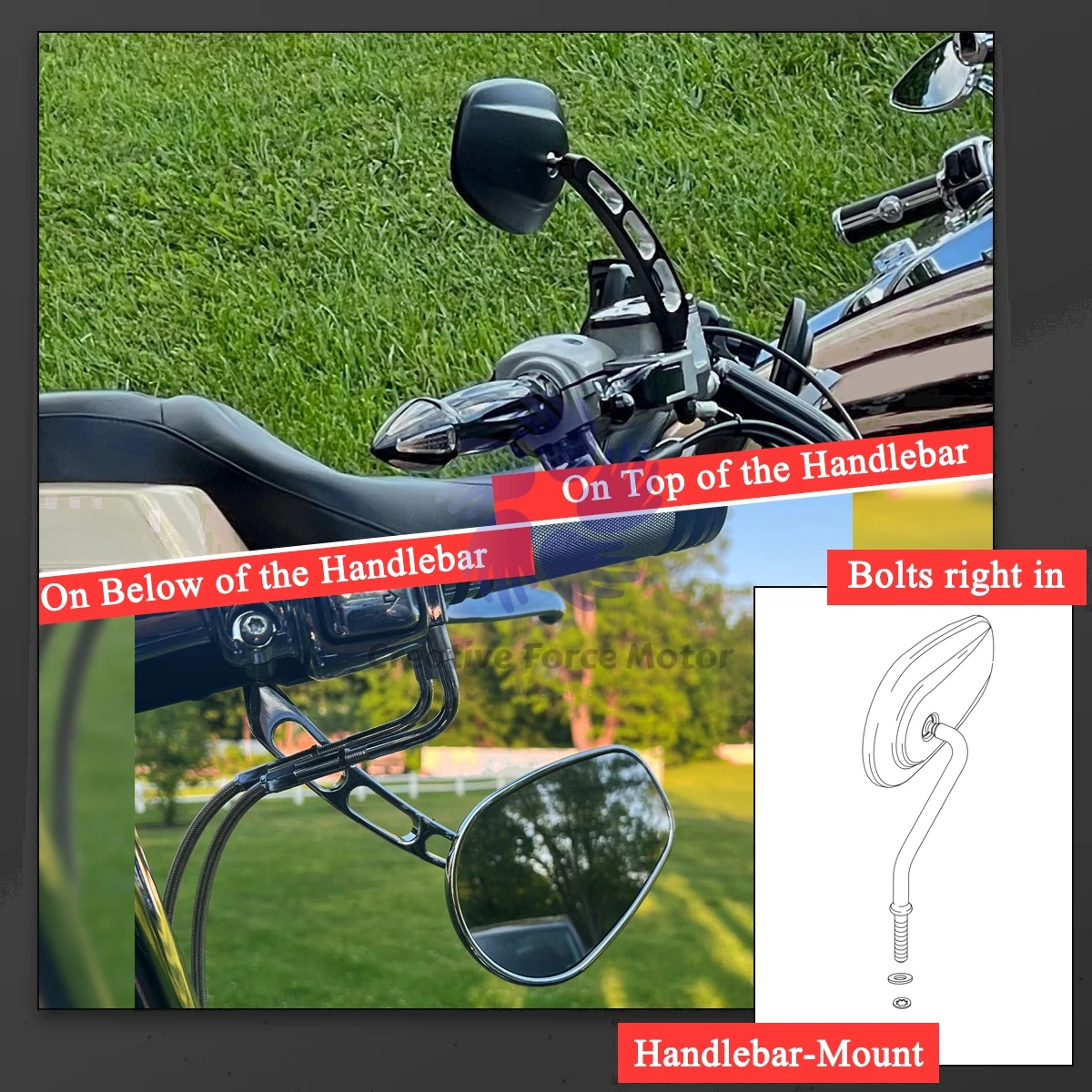 8MM motorcycles Hajtóka  moto kiegészítők hátsó Látkép Pöffeszkedés Tükör számára harley davidson Turizmus közúti 360° Libeg sportster 1984-2024