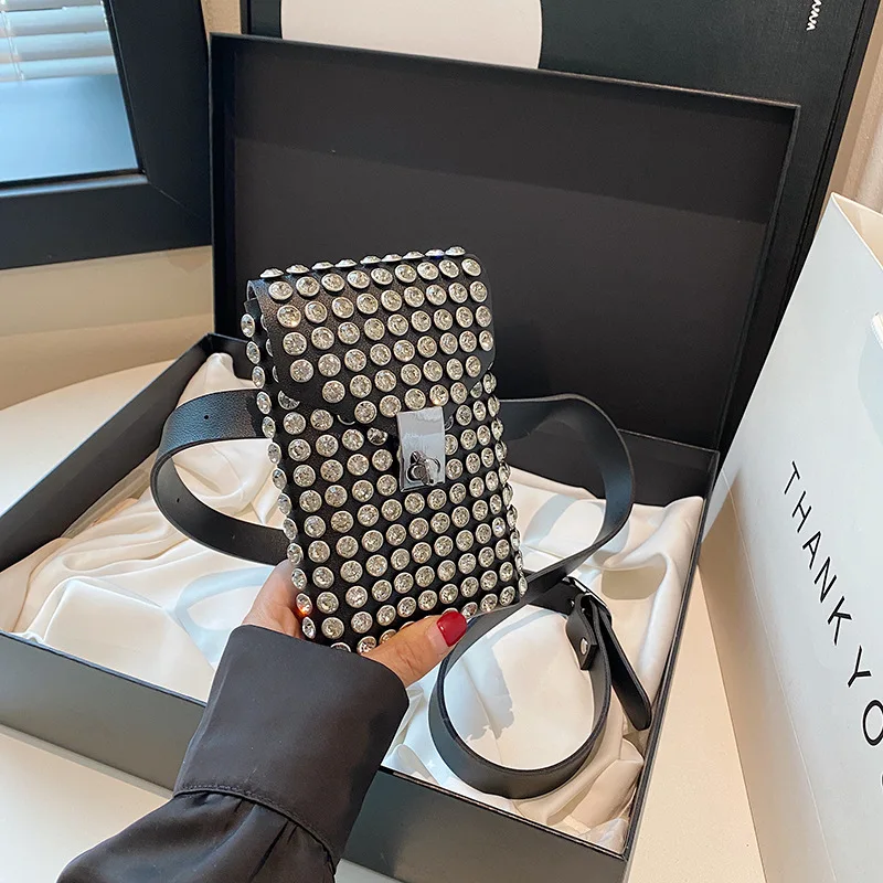 Mini Phone Bags for Women 2024 Trend Retro Diamond Crossbody Bag Fashionable Waist Pack Luxury High Quality Shoulder Bag Woman