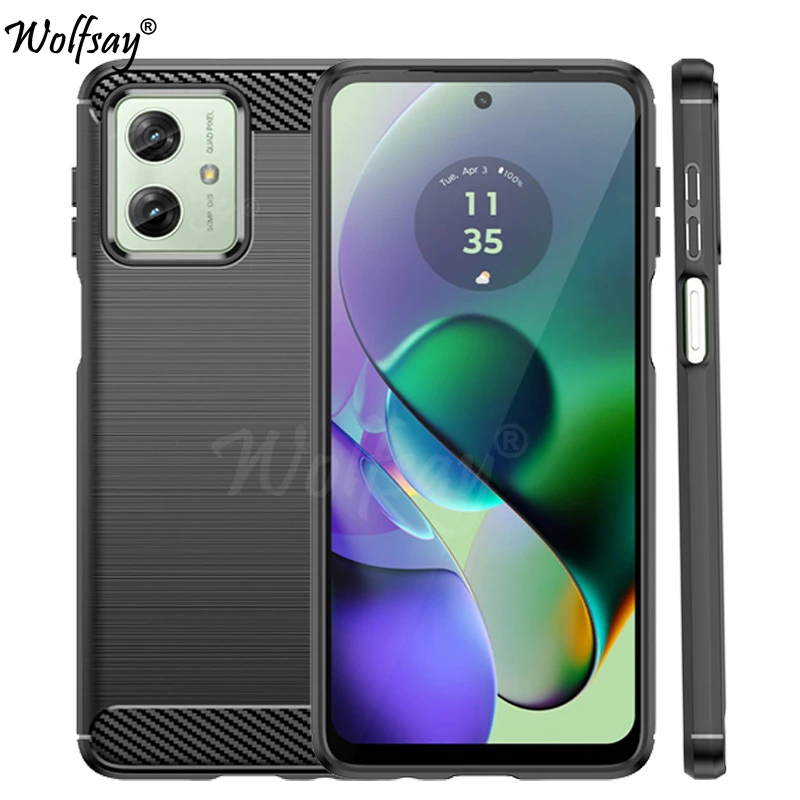SCL Funda Para Moto G54 Funda Motorola G54 Funda, [Negro] Exquisita Serie De Carbono Diseño Carcasa Con Antiarañazos Y Tecnología De Absorción Antigolpes, Adecuado Para Stylus