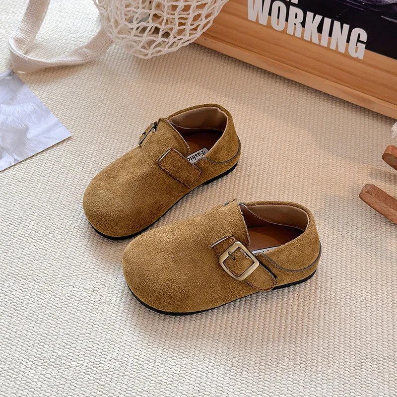 Children Flat Shoes Round Toes Kids Moccasin Fashion Versatile 2025 Autumn New Boys Girls Casual Shoes Retro Soft Sole Non-slip