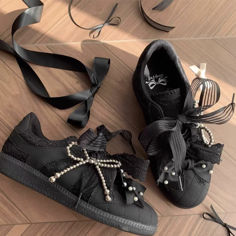 Modische 2,5 cm flache gestreifte Seidenschnürsenkel mit Perlen-DIY-Schuhblumen-Anhängern für weiße Schuhe, Sneaker, Freizeitschuhe und deutsche Leder-Trainingsschuhe – Detail 12