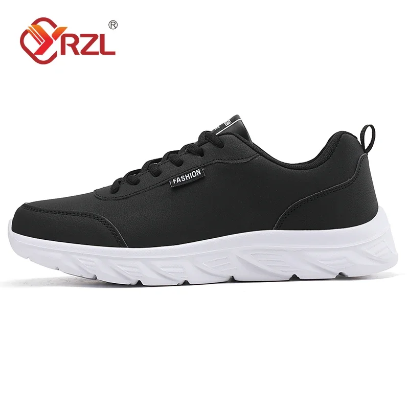 YRZL Men's Running Shoes Artificial Leather Waterproof Lightweight Non Slip Comfortable Sport Sneakers for Men Casual Walking 5