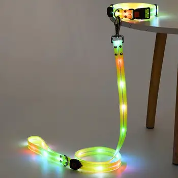 Glowing Dog Collar And Rope Rechargeable Led Dog Collar With Lighted Puppy Collar Lights USB Rechargeable Waterproof High 5