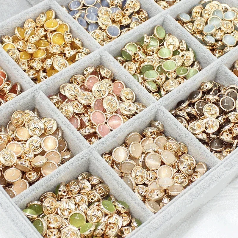 Pretty Button 10pcs Pretty Jewel Buttons 11mm Round Metal Glossy Shank Buttons Woman ...