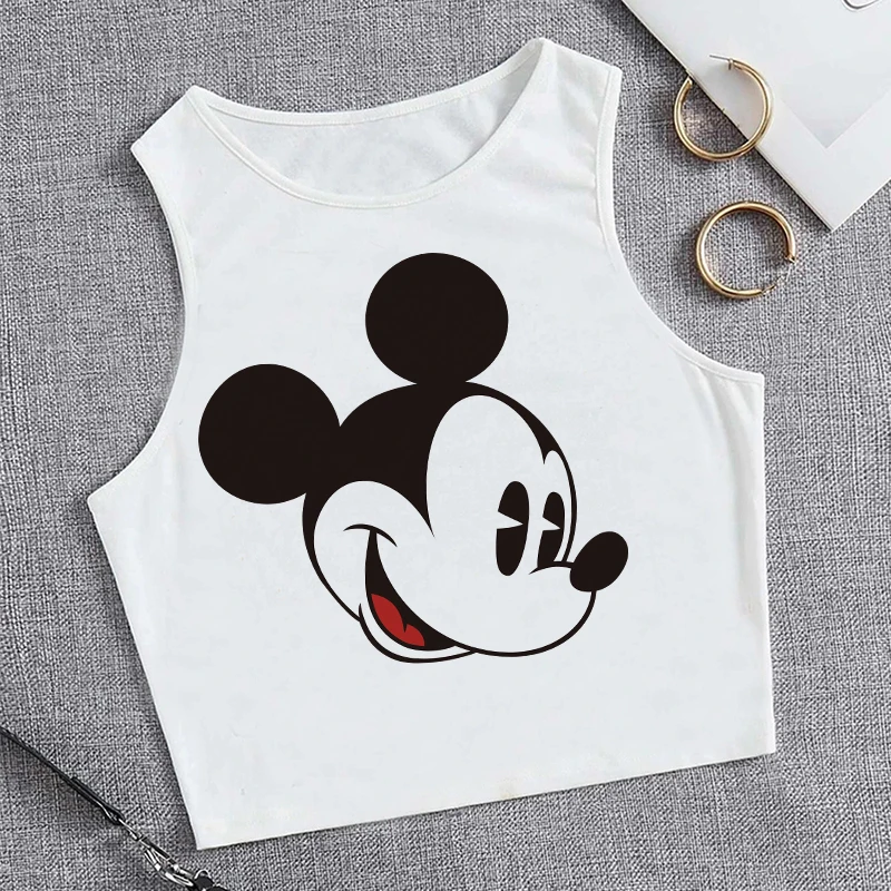 

90s Y2k Vest Mickey Minnie Mouse Crop Top T-shirt Women Tank Top T Shirt Female Tshirt Clothes Kawaii Disney Cropped Tshirt