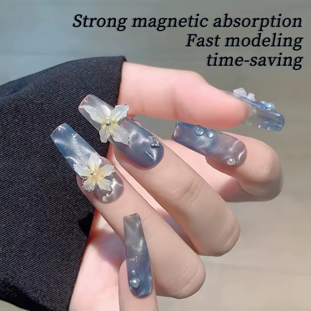Magnetic Round Ball Nail Gel Polish 20PCS,Water Ripple Cat Eyes,Ocean Style,3D Strip Effect,Manicure Art Tools