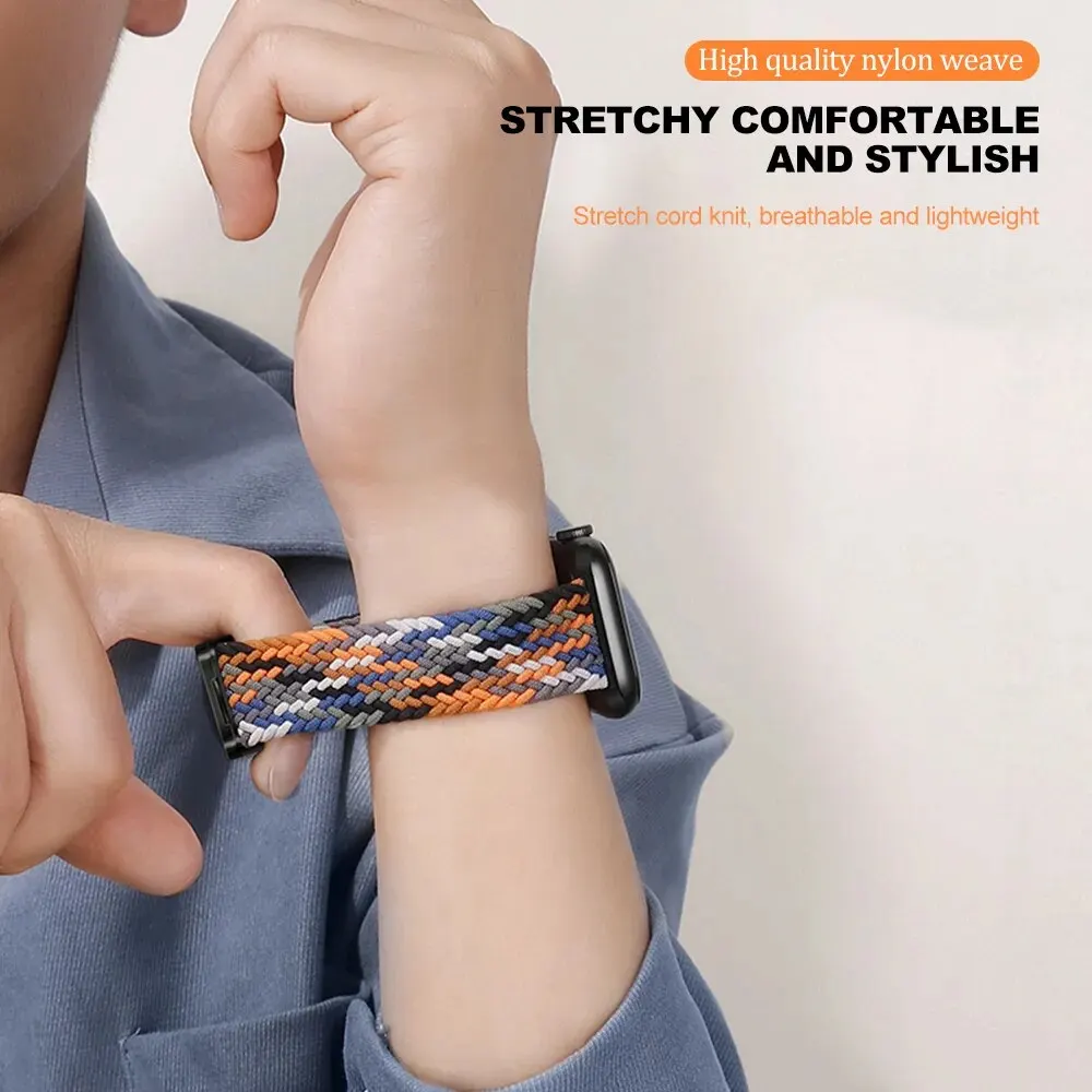Watch Strap Nylon for Apple Watch 44mm 40mm 45mm 49mm 41mm 44mm magnetic buckle Braided Bracelet iWatch series 9 se 7 3 8 Ultra