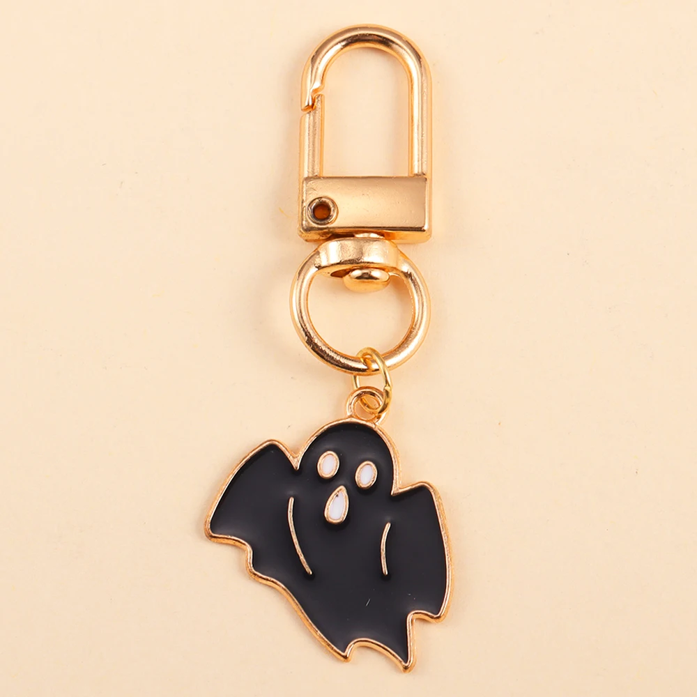 Cartoon Emaille Halloween Schlüssel bund lustige Geist Fledermaus Katze Anhänger Schlüssel ringe für Frauen Männer handgemachte Party Geschenk Schmuck Zubehör – Detail 5