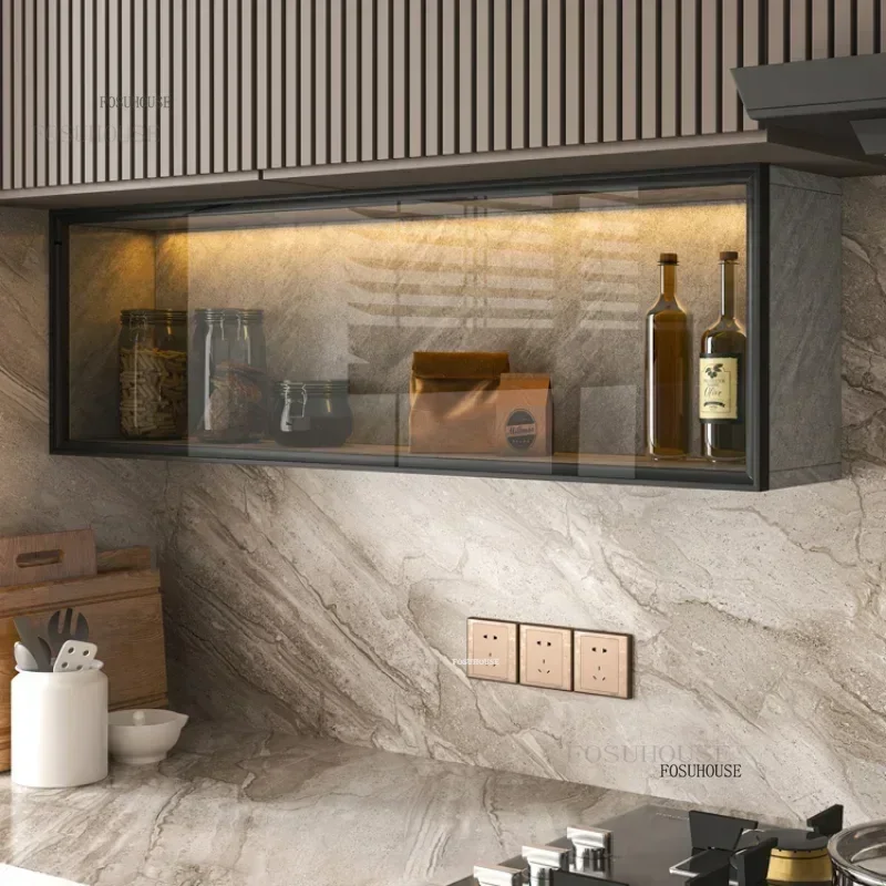 Small Apartment Kitchen Cabinets Coffee Shop Wall-mounted Storage Cabinet Creative Homestay Furniture Cupboard with Door N
