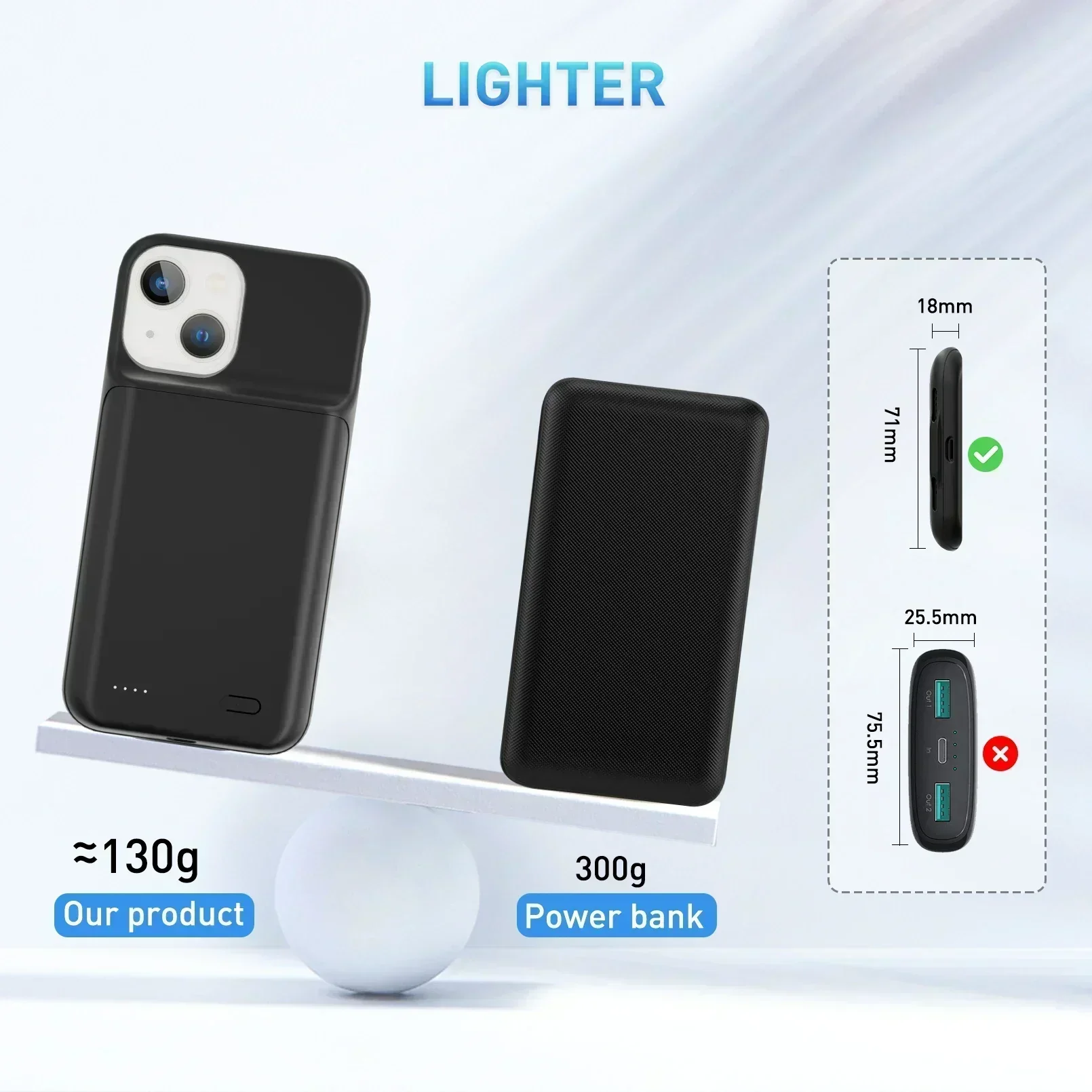 소프트 실리콘 고무 10000mAh 파워 케이스 아이폰 12 13 Pro Max 배터리 충전기 보조배터리 13Pro Max 13 Mini 호환
