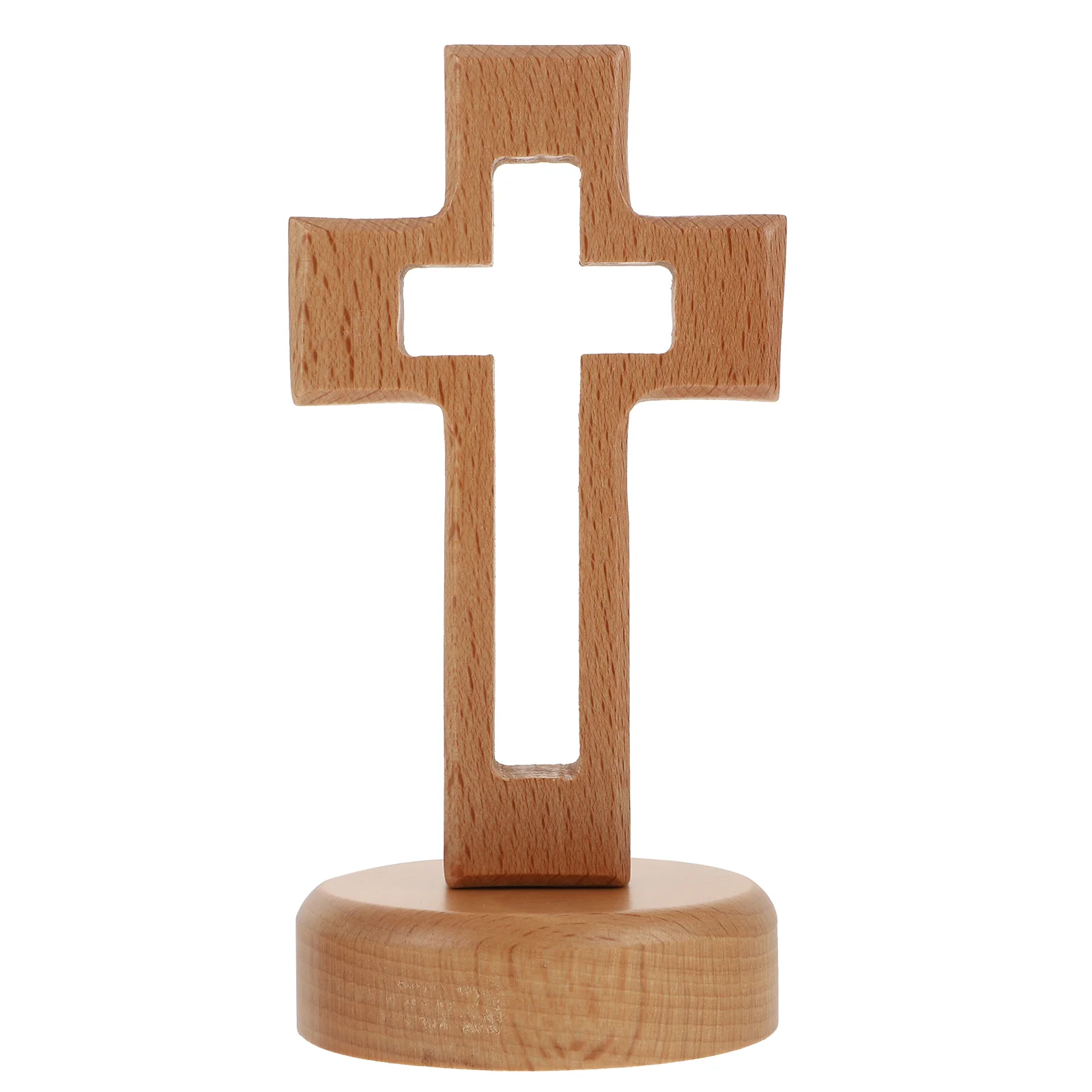 

Healifty Wooden Cross Standing Cross Religious Wood Cross Base Altar Table Church Christmas Home Desktop Decoration