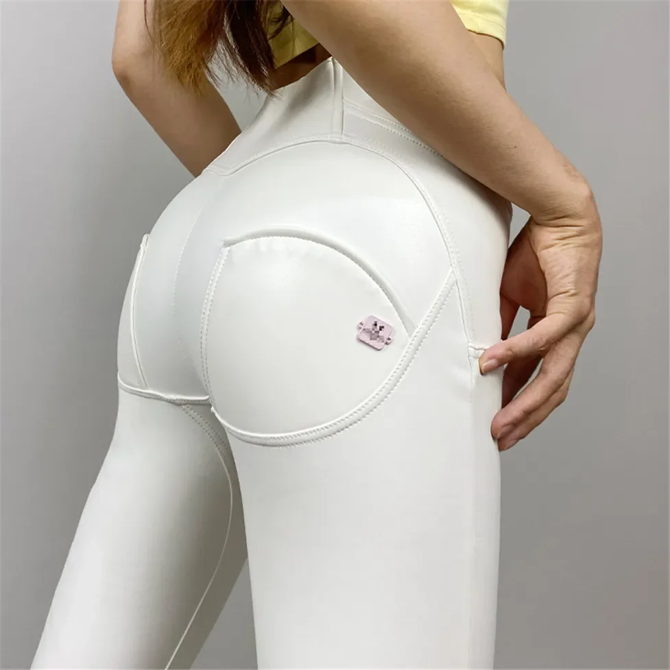 Shascullfites Hose aus Kunstleder, vier Möglichkeiten, dehnbar, hohe Taille, weiße Winterkleidung, Damen, mit Fleece gefüttert, Push-Up-Hose