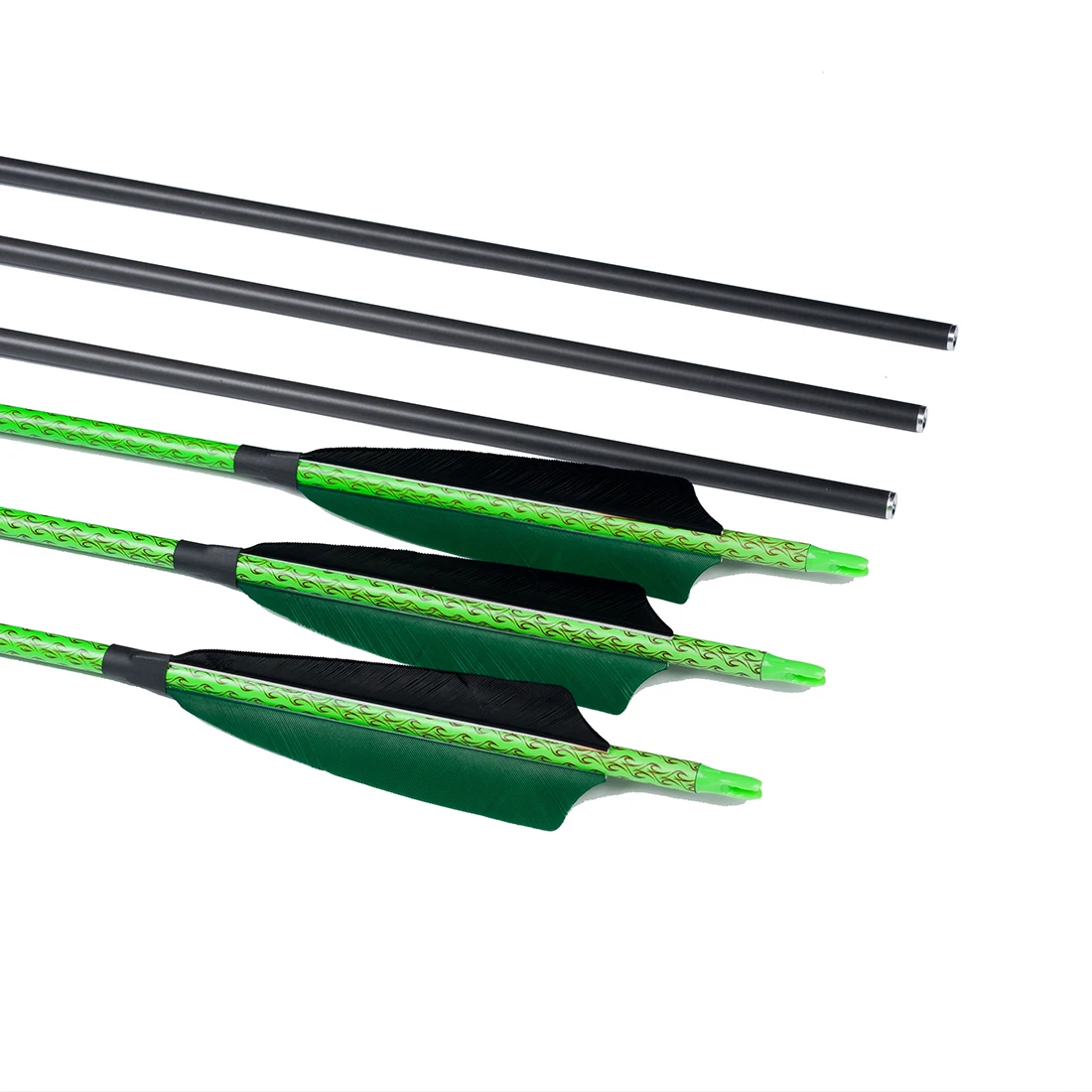 

6pcs Archery Carbon Arrow Spine 300 340 500 ID6.2mm 5inch Turkey Feather Compound Traditional Bow Hunting Shooting