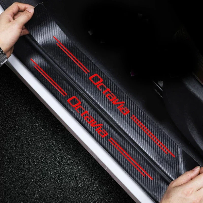 Carbon Fiber Car Door Sill & Trunk Bumper Protector Sticker - Anti-Scratch Guard