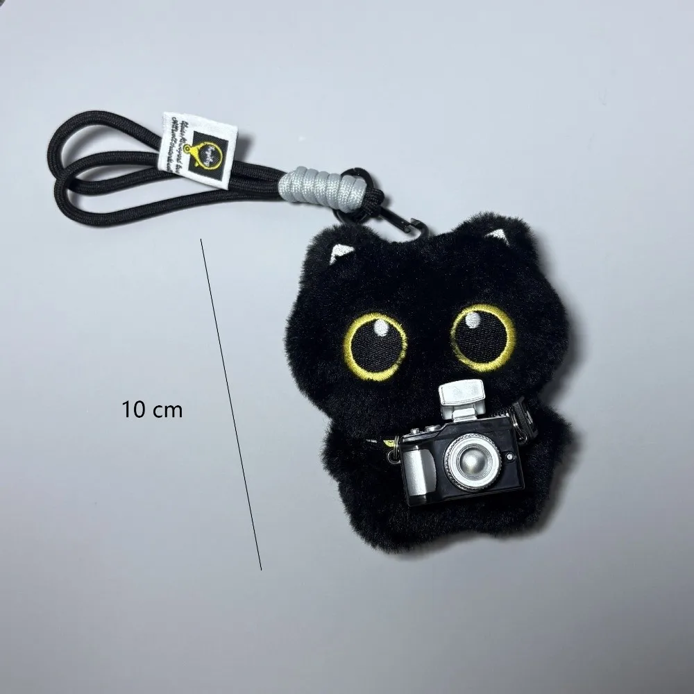 New Scarf Black Cat Plush Doll Keychain Camera Shoulder Bag Doll Bag Pendant Car Key Ring School Bag Decoration Nice Gift