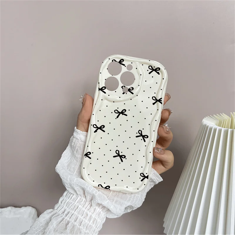 Cute Bow Wave Point Wavy Edge Phone Case Cover