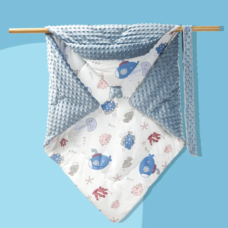 Spring and Summer Baby Beanie Velvet Wrapping Newborn Four Seasons Anti-startle Hug Quilt Wrapping Baby Quilt Beanie Blanket