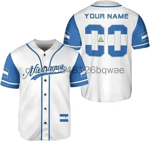 New 2024 Nicaragua Customize Your Name Baseball Jersey Shirt Baseball Shirt 3D Printed Men's Shirt Casual Shirts hip hop Tops 5