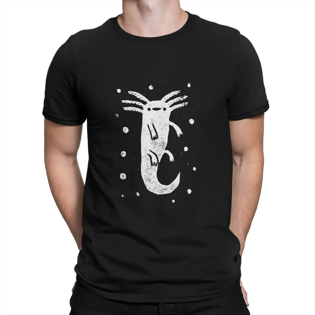 

Axolotl влюбленная футболка из ткани с круглым вырезом и коротким рукавом, черная женская футболка высокого качества, подарки на день рождения, футболка оверсайз