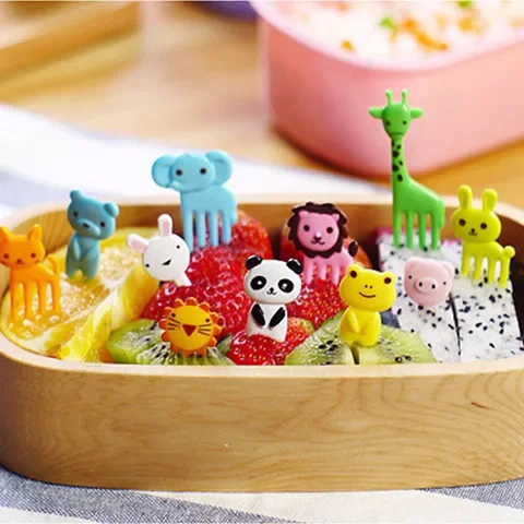 

1set Animal Farm Fruit Fork Mini Cartoon Children Snack Cake Dessert Pick Toothpick Bento Lunches Party Decoration