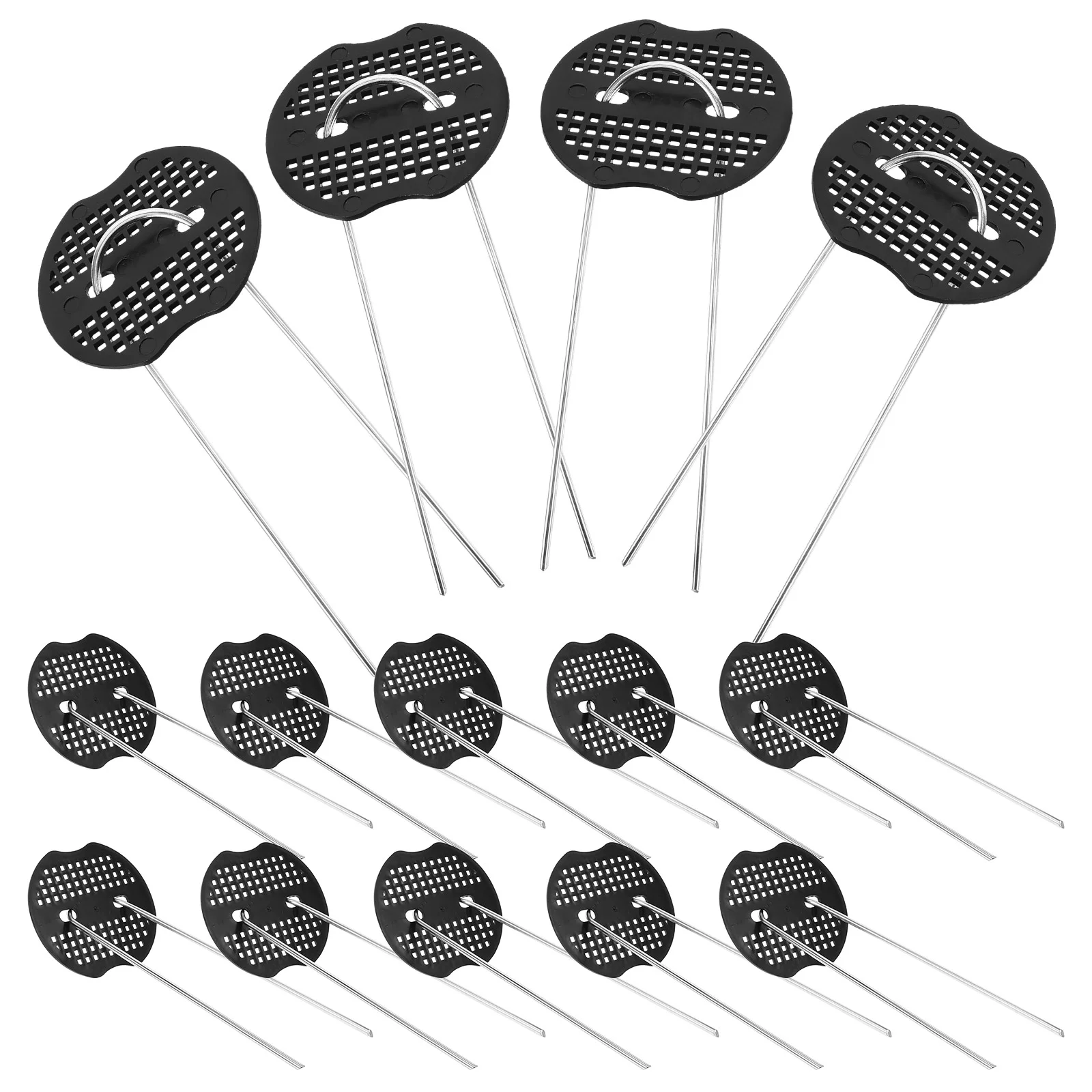 50 Sets Floor Nails Lawn Fastening Insect Net DIY Ground U-shaped Pegs Black Garden Stakes Camping Tents