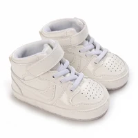 Spring and Autumn Baby Shoes Fashion Classic White PU High Top Sports Shoes Soft Sole Comfortable Casual Walking Shoes 2