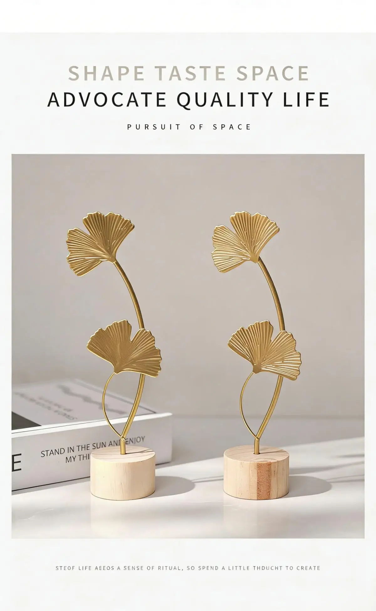 Nordic Style Iron Ginkgo Leaf Ornament - Gold