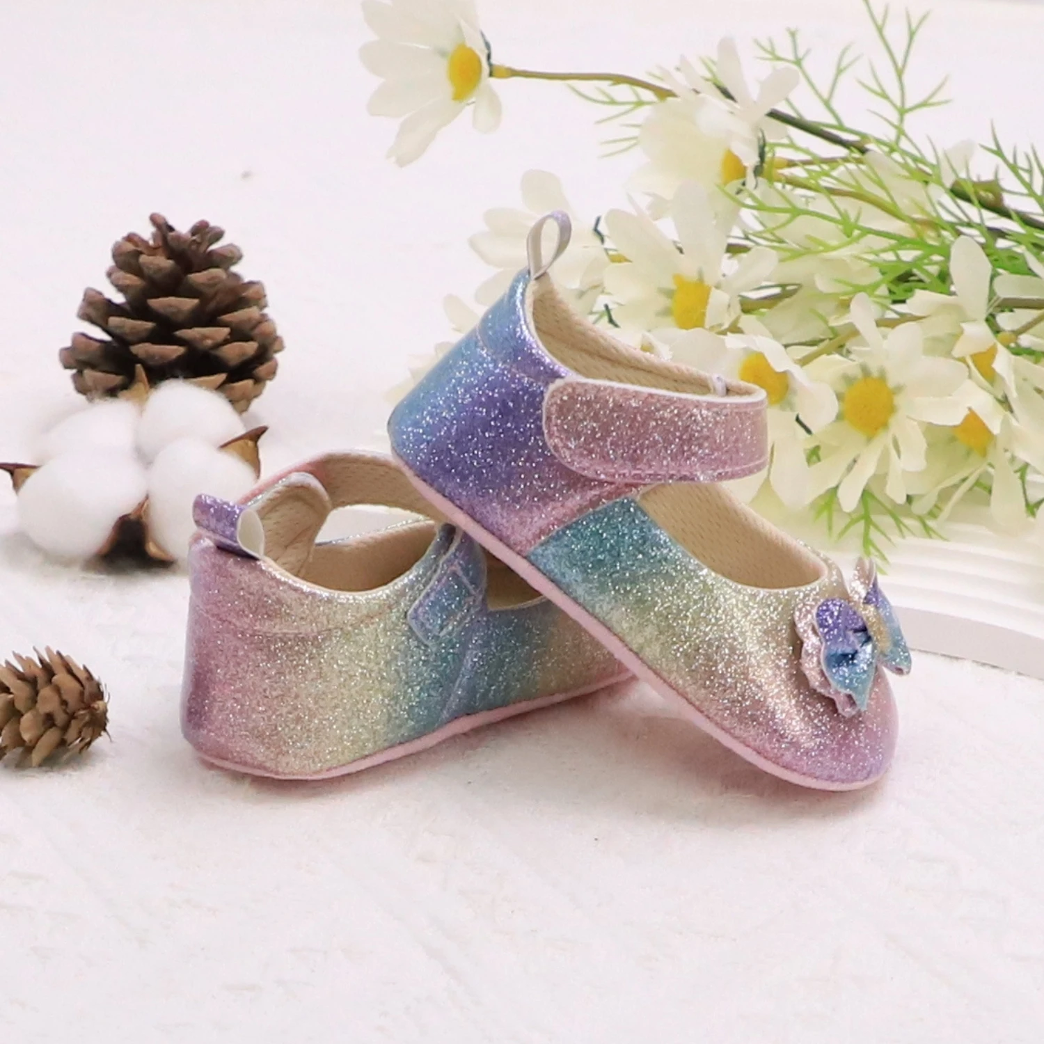 Baby toddler shoes, cute Glitter Fantasy Bow Baby Girl casual step shoes, light and non-slip, suitable for daily & vacation wear 2